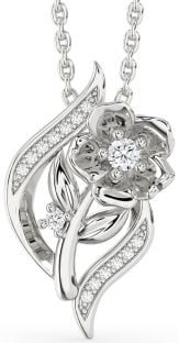 Diamond Platinum Flower Necklace