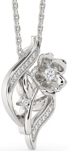 Diamond Platinum Flower Necklace