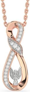 Diamond Platinum & Rose Gold Infinity Angel Necklace