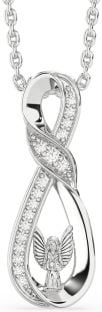Diamond Platinum Infinity Angel Necklace