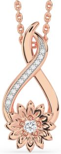 Diamond Rose Gold Infinity Sunflower Necklace