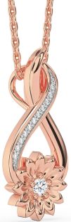 Diamond Rose Gold Infinity Sunflower Necklace