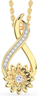 Diamond Gold Infinity Sunflower Necklace