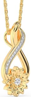Diamond Gold Infinity Sunflower Necklace