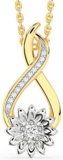 Diamond Gold Silver Infinity Sunflower Necklace