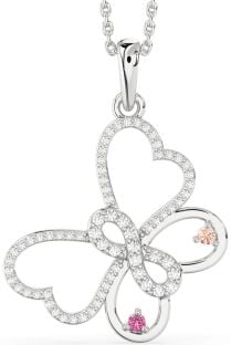 Large Diamond Platinum Butterfly Infinity Necklace