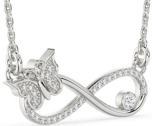 Large Diamond Platinum Infinity Butterfly Necklace