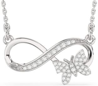 Large Diamond Platinum Infinity Butterfly Necklace