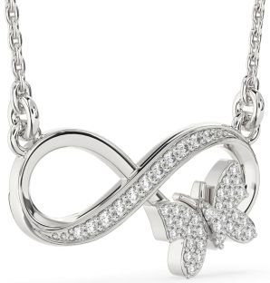 Large Diamond Platinum Infinity Butterfly Necklace