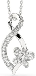 Diamond Platinum Infinity Butterfly Necklace