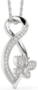 Diamond Platinum Infinity Butterfly Necklace