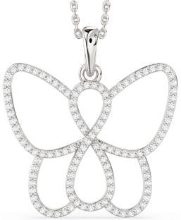 Large Diamond Platinum Butterfly Infinity Necklace
