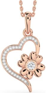 Diamond Rose Gold Heart Flower Necklace