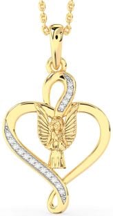 Diamond Gold Heart Angel Necklace
