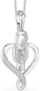 Diamond Platinum Heart Angel Necklace