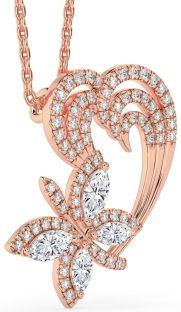 Diamond Rose Gold Butterfly Heart Necklace