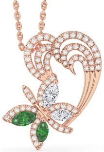 Diamond Rose Gold Butterfly Heart Mother's Necklace