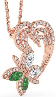 Diamond Rose Gold Butterfly Heart Mother's Necklace