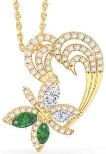 Diamond Gold Butterfly Heart Mother's Necklace