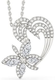 Diamond Platinum Butterfly Heart Necklace