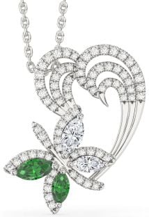 Diamond Platinum Butterfly Heart Mother's Necklace