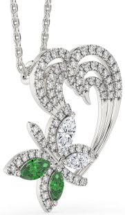 Diamond Platinum Butterfly Heart Mother's Necklace