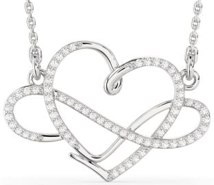Large Diamond Platinum Heart Infinity Necklace