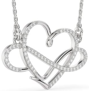 Large Diamond Platinum Heart Infinity Necklace