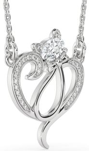 Diamond Platinum Heart Cat Necklace