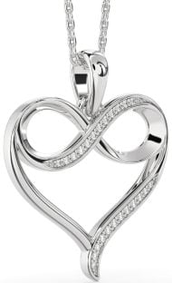 Large Diamond Platinum Heart Infinity Necklace