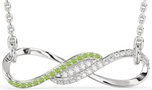Diamond & Peridot Platinum Infinity Necklace