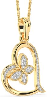 Diamond Gold Heart Butterfly Necklace