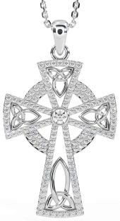 Diamant Argent celtique Croix Trinité Noeud Collier