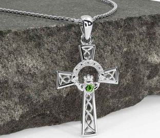 Diamant Peridot stříbrný Claddaghová keltský Přejít Náhrdelník