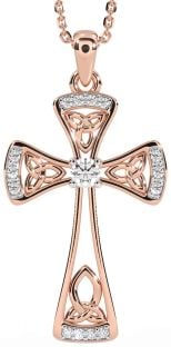Diamond Rose Gold Celtic Cross Necklace