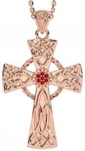 Ruby Rose Gold Silver Celtic Cross Necklace