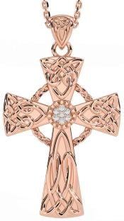 Diamond Rose Gold Celtic Cross Necklace