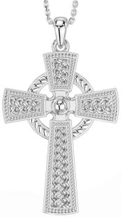 White Gold Celtic Cross Necklace