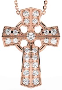 Diamond Rose Gold Celtic Cross Necklace