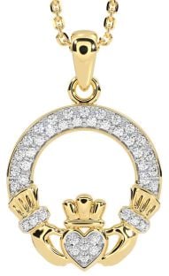 Diamond Gold Silver Claddagh Necklace