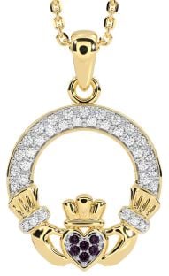 Diamond Alexandrite Gold Claddagh Necklace