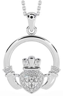 Diamond Silver Claddagh Necklace