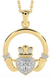 Claddagh de aur de diamant Colier