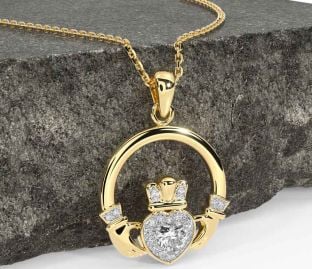 Diamond Gold Claddagh Necklace
