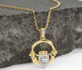 Diamond Gold Claddagh Necklace