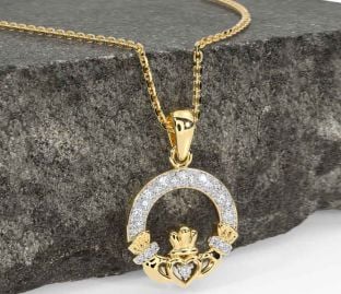 Diamond Gold Claddagh Necklace