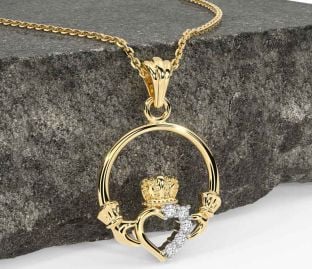 Diamond Gold Claddagh Necklace