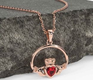 Ruby Rose Gold Silver Claddagh Necklace
