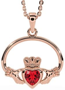 Ruby Rose Gold Claddagh Necklace