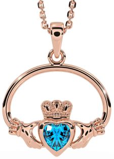 Topaz Rose Gold Claddagh Necklace